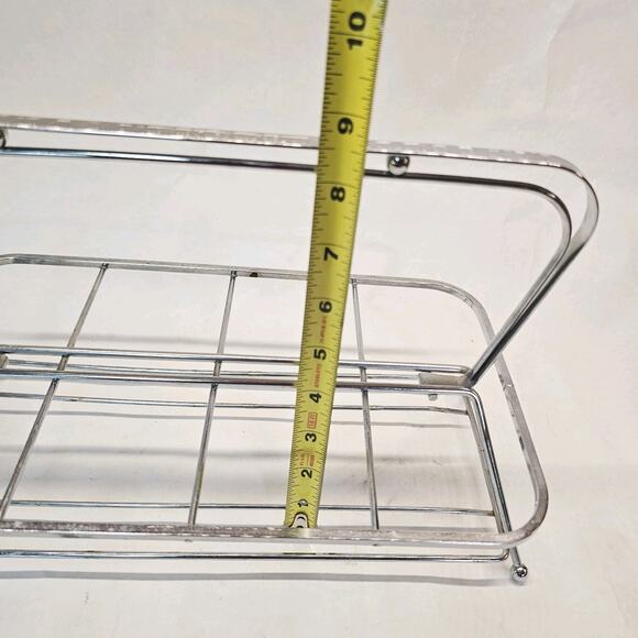 Mid Century Dorothy Thorpe 8 Slot Silver Floral Embossed Metal Glass Caddy - Picture 7 of 10